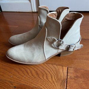 Cream Suede Ankle Booties